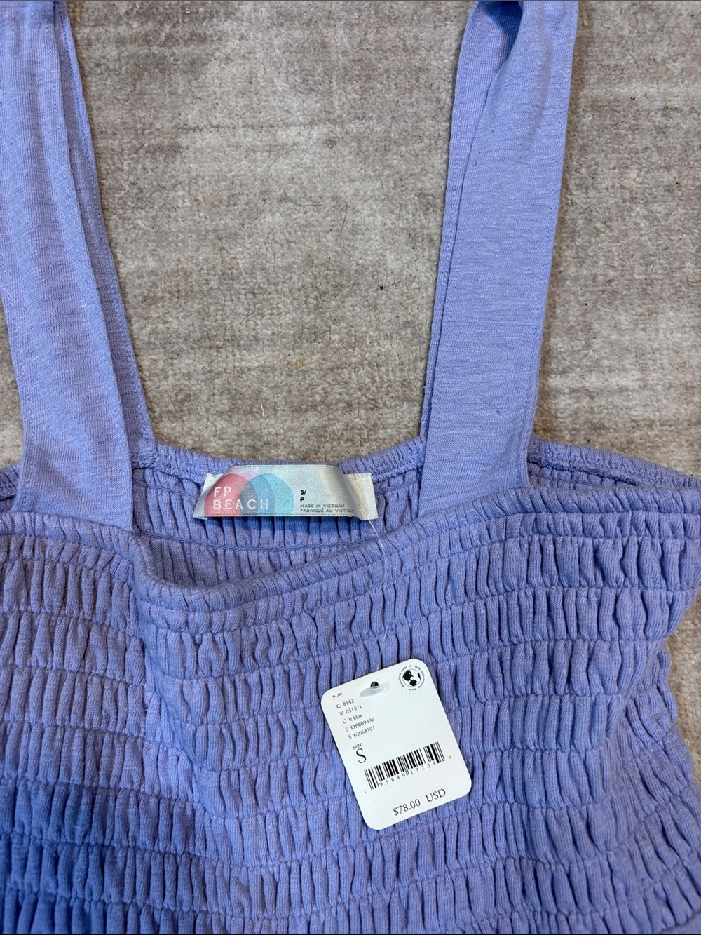 Smocked Lavender Wide-Leg Jumpsuit - Picture 2 of 5